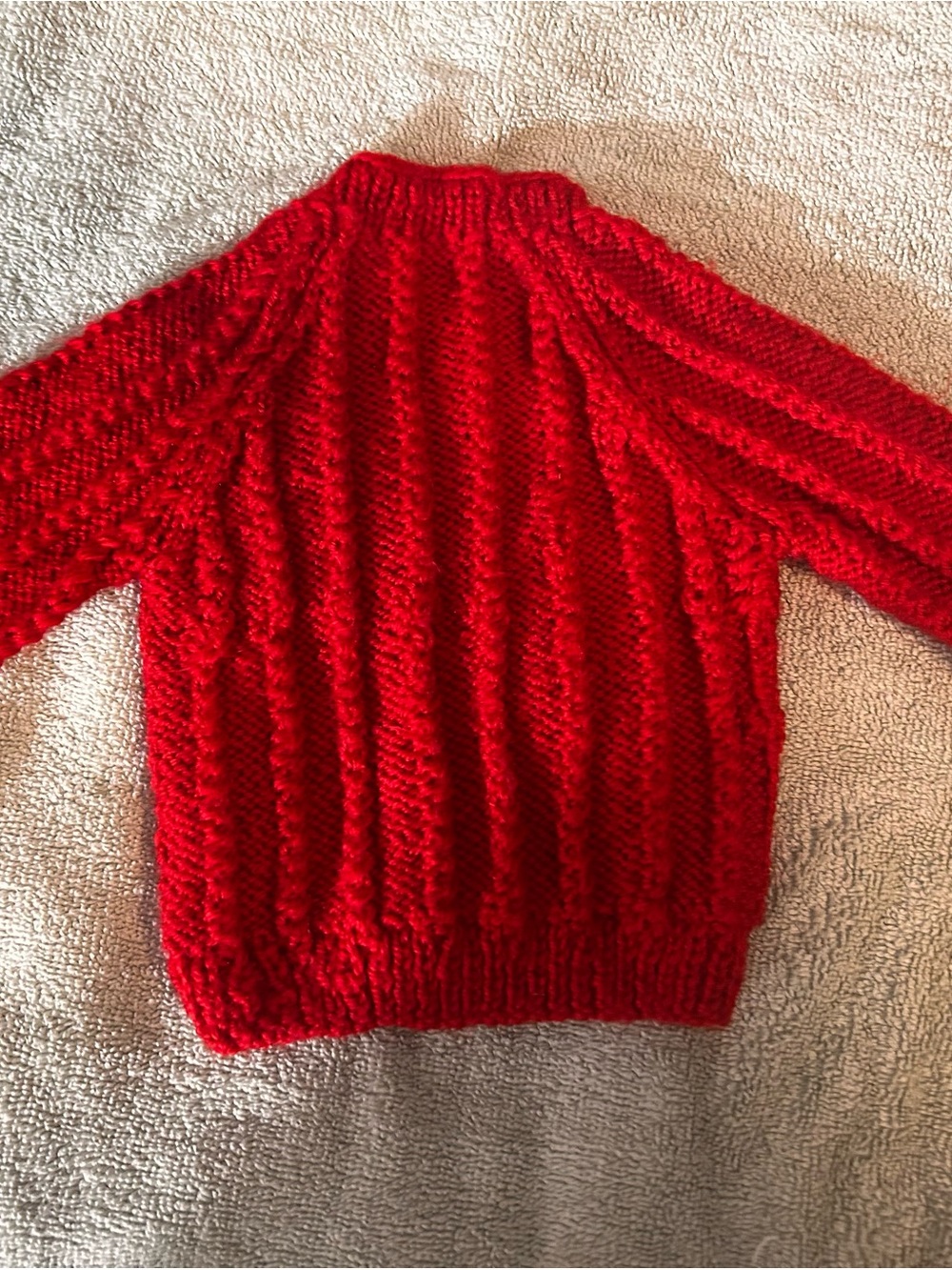 Hand-Knit Red Button-Up Sweater - Picture 3 of 5